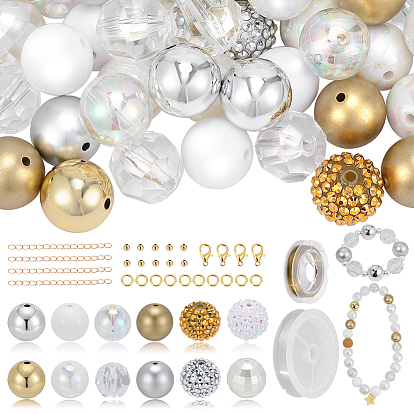 Наборы для самостоятельной маркировки ювелирных изделий, уф-покрытие пластиковых бус, Бусины со стразами из смолы, Акриловые бусины, акриловая имитационная перла, Эластичная кристальная нить, Сплав застежками когтя омара