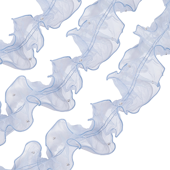 2м ленты из органзы, с пластиковой жемчужиной для украшения шитья