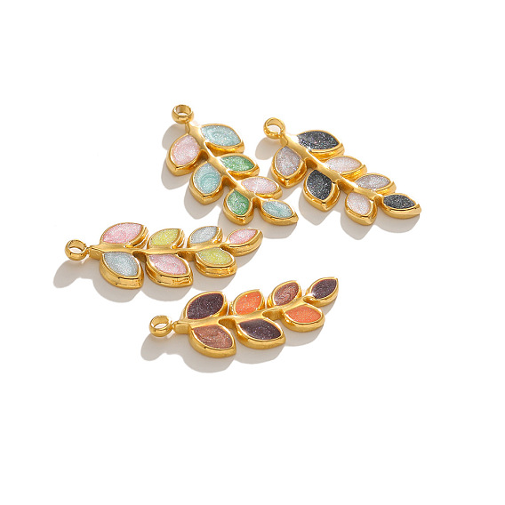 Шкентели нержавеющей стали, с эмалью, золотые, лиственные ветки прелести