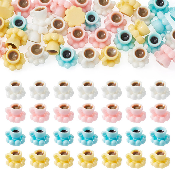 40шт. 4 цветные миниатюрные украшения из смолы, чашка кофе, аксессуары для домашнего кукольного домика с микро-ландшафтом, притворяясь опорными украшениями