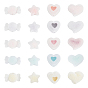 40Pcs 20 Style Flocky Acrylic Beads, Bead in Bead, Mixed Shapes