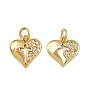 Латунные микро проложить кубического циркония подвески, сердце прелести, с целью перехода в кольце