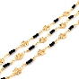 Handmade Brass Beaded Chains, with Glass Butterfly Link & Faceted Beads, Long-Lasting Plated, Soldered, with Spool, Golden