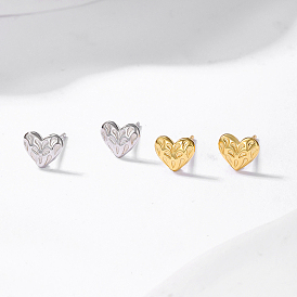 Delicate S925 Sterling Silver Heart Stud Earrings