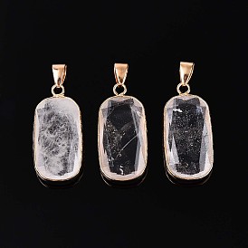 Природные каменные подвески, подвески из граненых прямоугольных камней, с латунной фурнитурой, золотые