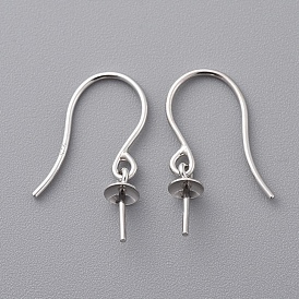 Ganchos de ley pendiente de plata, con fianza colgante para cuentas medio perforadas, 16x10 mm, agujero: 1.5 mm, pin: 0.6 y 0.8 mm