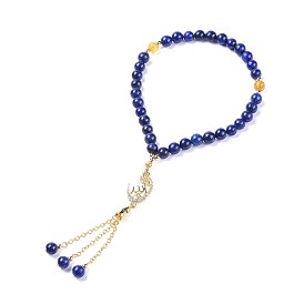 Allah Bracelets, with Gemstone Beads, Metal Findings, Burlap Packing Pouches Drawstring Bags, Golden
