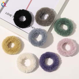 Candy-colored Faux Fur Scrunchies for Simple Ponytail Hairstyles