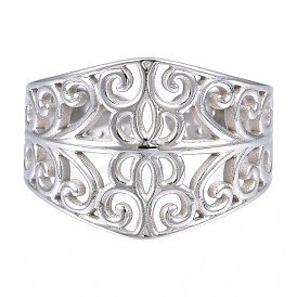 304 Stainless Steel Leaf Wrap Open Cuff Ring, Chunky Hollow Ring for Women