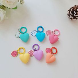 Alloy Pendants Keychain, with Spray Painted Alloy Findings, Heart & Smiling face