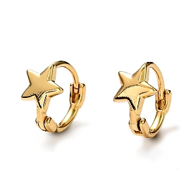 Brass Huggie Hoop Earrings, Ring with Star
