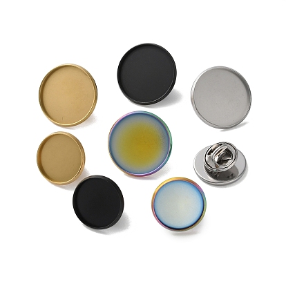 304 плоская круглая брошь из нержавеющей стали, основа для броши, ионное покрытие (ip)