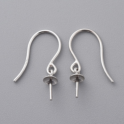 Ganchos de ley pendiente de plata, con fianza colgante para cuentas medio perforadas, 16x10 mm, agujero: 1.5 mm, pin: 0.6 y 0.8 mm