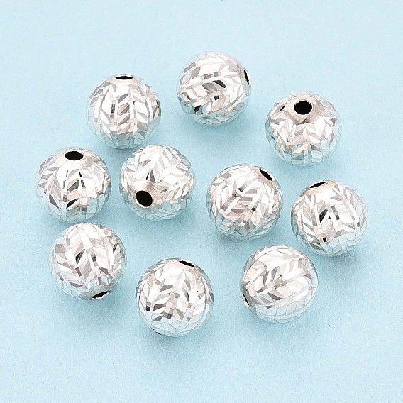 Текстурированные 925 бусины из стерлингового серебра, круглые