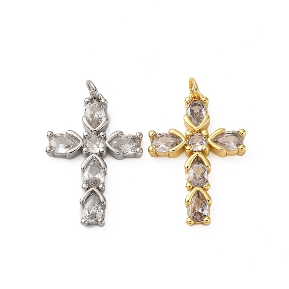 Латунные микро проложить кубического циркония подвески, крестик, с целью перехода в кольце, долговечный, без кадмия и без свинца, стойки покрытие
