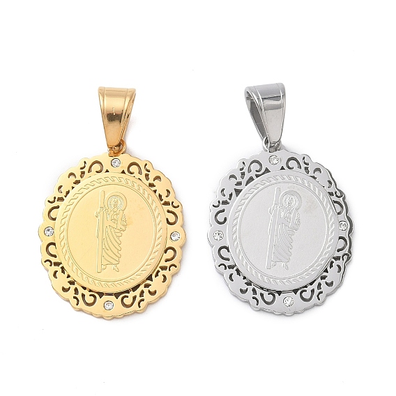 316 хирургические подвески из нержавеющей стали со стразами, овал со святой иудой