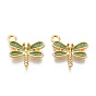 Light Gold Plated Alloy Charms, with Enamel, Dragonfly