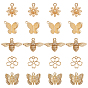 20Pcs 5 Style Brass Charms, with Loops, Flower & Butterfly & Bee