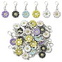 30Pcs 6 Colors Alloy Enamel Daisy Pendant Decorations, with Lobster Claw Clasps, Platinum