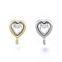 Rack Plating Alloy Rhinestone Stud Earring Findings, with Vertical Loop and 304 Stainless Steel Steel Pin, Heart, Cadmium Free & Nickel Free & Lead Free