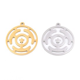 304 подвески из нержавеющей стали, плоский круглый с чакрой-талисманом