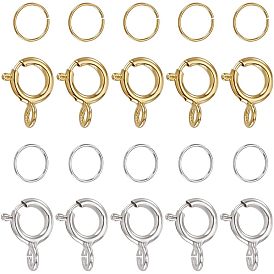 925 Sterling Silver Spring Ring Clasps, with 925 Open Jump Rings
