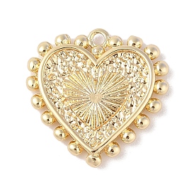 Brass Pendants, Long-Lasting Plated, Heart Charms