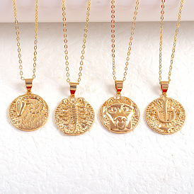 Zodiac Pendant Necklace - Elegant 18K Gold Plated Copper Jewelry for Women