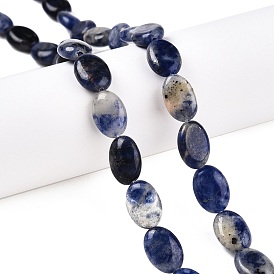 Natural Sodalite Beads Strands, Flat Oval