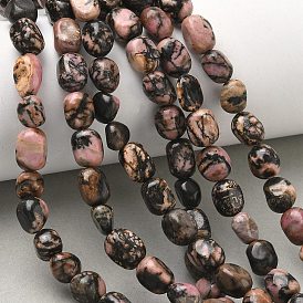 Natural Rhodonite Beads Strands, Tumbled Stone, Nuggets