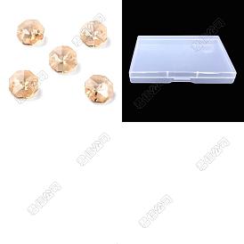 120Pcs Electroplate Glass Links Connectors, Faceted, for Chandelier Prism Beads Chain, DIY Craft Jewelry Decoration, Octagon