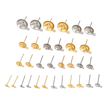 304 Выводы серьги из нержавеющей стали шпилька, плоские круглые серьги с петлей