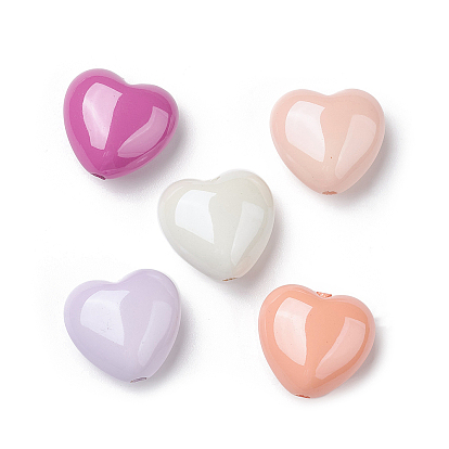 UV Plating Acrylic Beads, Iridescent, Heart