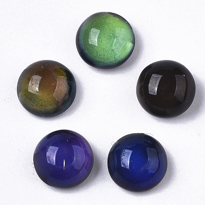 Translucent Glass Cabochons, Changing Color Mood Cabochons, Half Round/Dome
