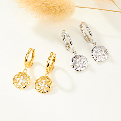 925 Sterling Silver Oval Hoop Earrings, with Clear Cubic Zirconia