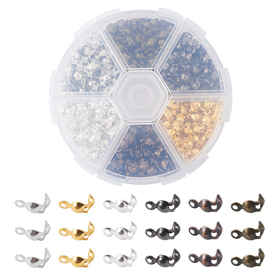 600шт 6 цветные наконечники из железных бусин, Калотте заканчивается, крышка раскладушки