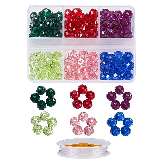 DIY Transparent Beads Bracelet Making Kit, Including Rondelle Resin Beads and Round Crystal Thread