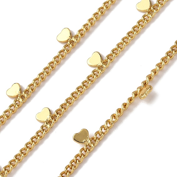 Латунные подвески в форме сердца цепочки, без свинца и без кадмия, стойки покрытие, долговечный, с катушкой, пайки