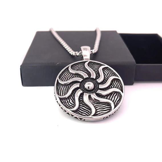 Винтажные мужские ожерелья с подвеской в виде солнца из нержавеющей стали