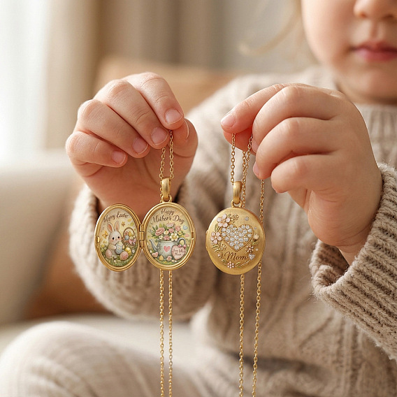 Подвеска-медальон в форме сердца с прозрачными кубическими циркониями и цветочным орнаментом в пасхальном стиле из латуни.