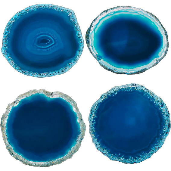 Dyed Sliced Agate Drinks Cup Mat, Agate Coasters, Flat Round