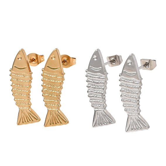 304 серьги-гвоздики из нержавеющей стали для женщин, рыба