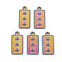 Rainbow Color 201 Stainless Steel Pendant Rhinestone Settings, Rectangle