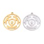 304 подвески из нержавеющей стали, плоский круглый с чакрой-талисманом