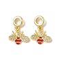Латунные подвески-шармы в виде пчелы из прозрачного кубического циркония, подвески с большими отверстиями в виде насекомых из красной эмали, стойки покрытие, долговечный, без свинца и без кадмия