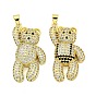 Латунные микропаве прозрачные подвески с фианитом, без кадмия, без никеля и без свинца, реальный 18 k позолоченный, медведь