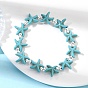 Браслеты из синтетической бирюзы и немагнитных гематитовых бусин, эластичные, для женщин и мужчин., морская звезда, бирюзовые
