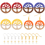 Olycraft bricolage kits de fabrication de boucles d'oreilles pendantes, y compris les pendentifs en résine et en bois, crochets et anneaux de saut en laiton, rond et plat avec un arbre