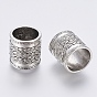Tibetan Style Alloy Beads, Cadmium Free & Lead Free, Column with Wave Patterns, 14x13mm, Hole: 10mm