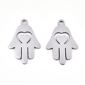 Pendentifs en acier inoxydable, Coupe au laser, hamsa main / main de fatima / main de miriam
